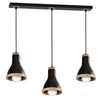 Milagro - Lampa wisząca HOLLY BLACK / WOOD 3xE27 60W