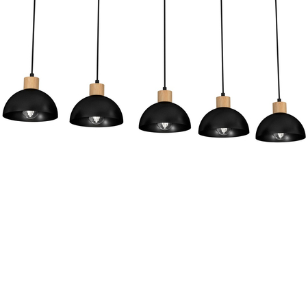 Milagro - Lampa wisząca ERIK Black/Wood 5xE27