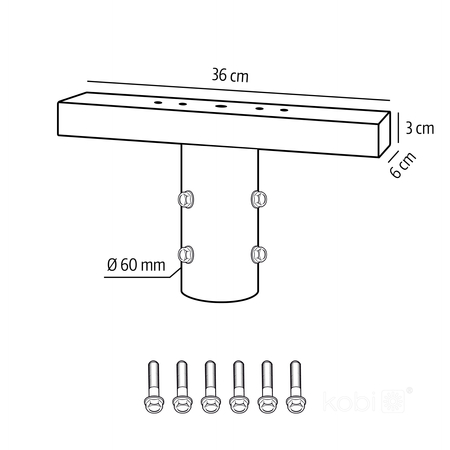 Uchwyt montażowy BASE TP SG 360mm Fi 60mm czarny Kobi