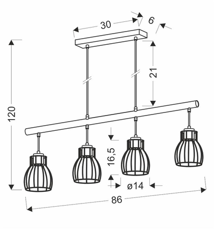 BERNITA LAMPA WISZĄCA 4X60W E27 CZARNY