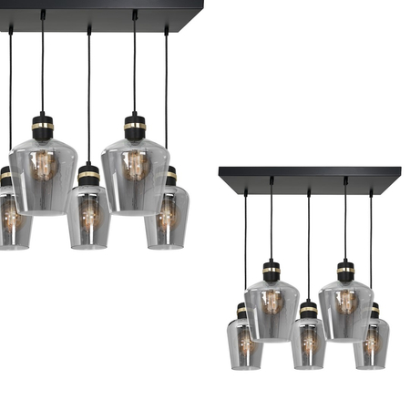 Milagro - Lampa wisząca RICHMOND BLACK / GOLD 5xE27  Prostokąt