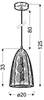 SFINKS LAMPA WISZĄCA 20/33 STOŻEK 1X60W E27 AŻUROWY MIEDZIANY