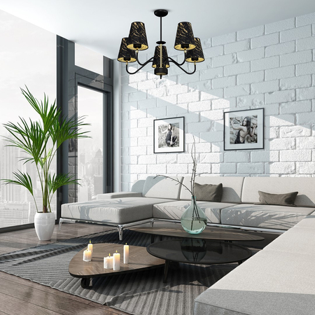 Milagro - Lampa wisząca HERMES Black/Gold 5xE27