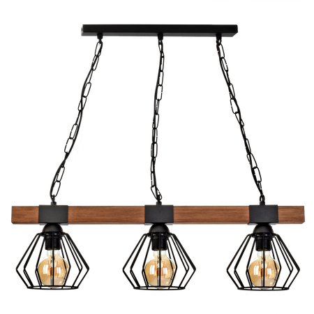Milagro - Lampa wisząca ULF BLACK/WOOD 3xE27