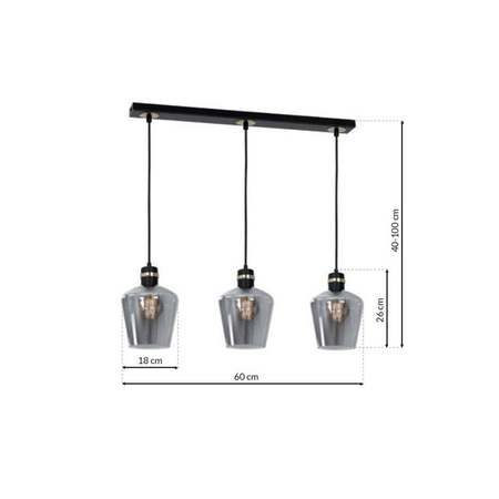 Milagro - Lampa wisząca RICHMOND BLACK / GOLD 3xE27  Listwa