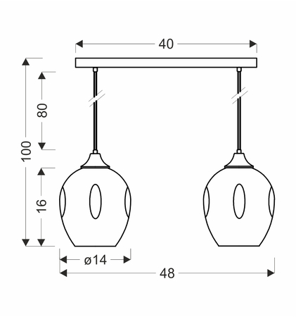 Aspa lampa wisząca czarny 2x40w e27 klosz brązowy