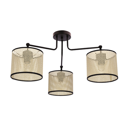 Candellux - Topi Lampa Wisząca Czarny 3X40W E27 Abażur Kremowy