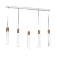 Milagro - Lampa wisząca SOLO SAWN WHITE / PATINATED WOOD 5x mini GU10