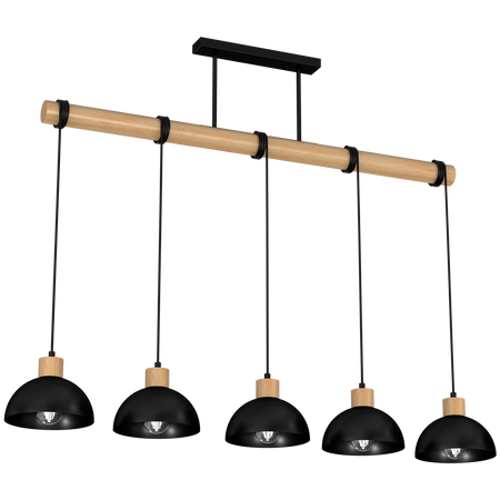 Milagro - Lampa wisząca ERIK Black/Wood 5xE27