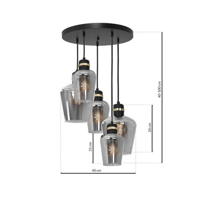 Milagro - Lampa wisząca RICHMOND BLACK / GOLD 5xE27  Koło