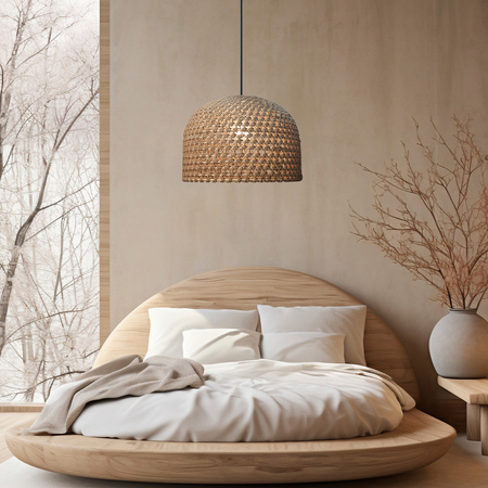 Rattanowa lampa wisząca Kanso 40 cm jasne drewno 1xE27