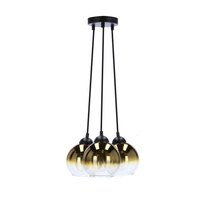 Candellux - Nubia Lampa Wisząca Czarny 3X60W E27 Klosz Złoty