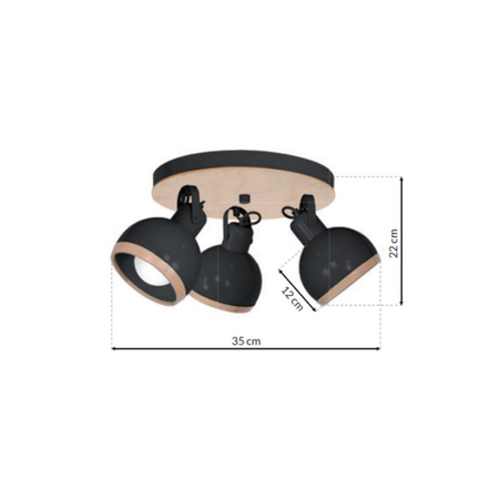 Milagro - Lampa sufitowa OVAL BLACK 3xE27