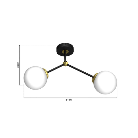 Milagro - Lampa sufitowa JOY BLACK / GOLD 2xE14