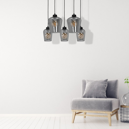 Milagro - Lampa wisząca SANTIAGO SMOKED 5xE27