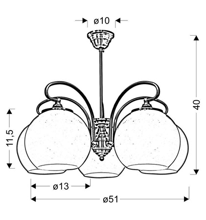 Candellux - Orbit Lampa Wisząca 5X60W E27 Patynowa Miedź