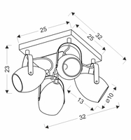 Anica lampa sufitowa plafon czarny 4x40w e14 odbłyśnik złoty