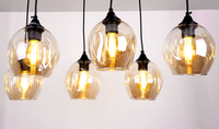Aspa lampa wisząca czarny 6x40w e27 klosz brązowy