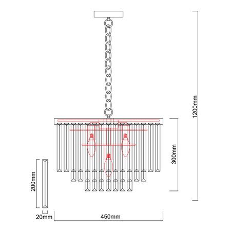 Lampa wisząca Vetro 5 srebrna 5xE14