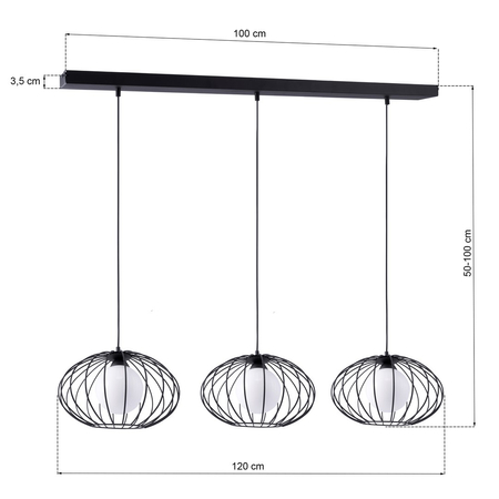 Milagro - Lampa Wisząca KRONOS BLACK 3xE14