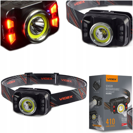 Latarka czołowa LED 5W + COB IP65 czujnik ruchu