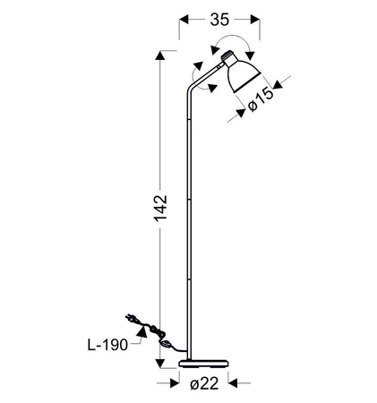 ZUMBA LAMPA PODŁOGOWA SZTYCA PROSTA 1X40W E27 BIAŁY+CZARNY
