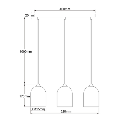 Metalowa lampa wisząca Nilo złota 3xGU10