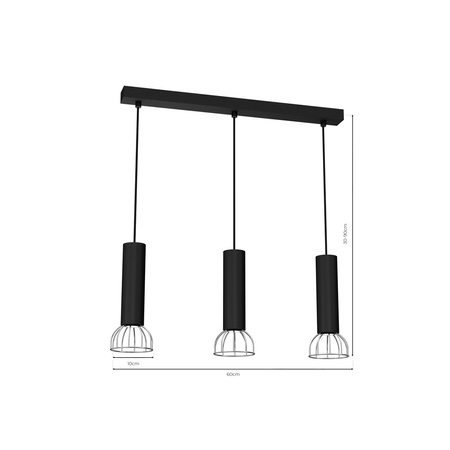 Milagro - Lampa Wisząca DANTE BLACK/SILVER 3x mini GU10