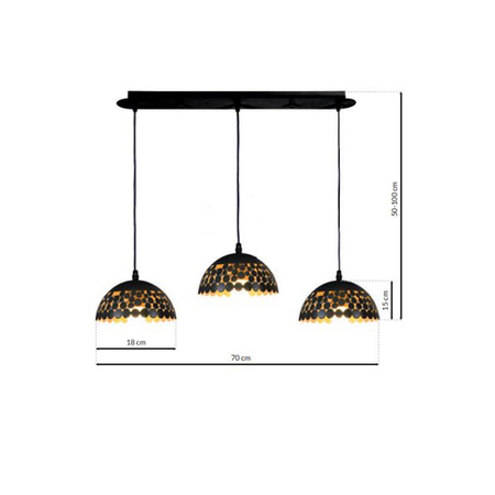 Milagro - Lampa wisząca LISA BLACK 3xE27