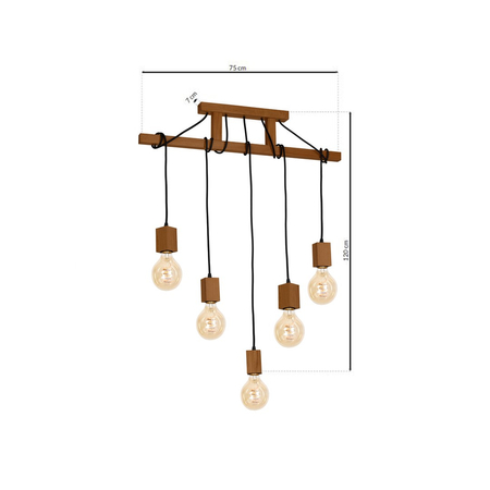 Milagro - Lampa Wisząca JACK 5xE27 Dąb