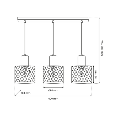 Milagro - Lampa wisząca SOBRESA 3xE27