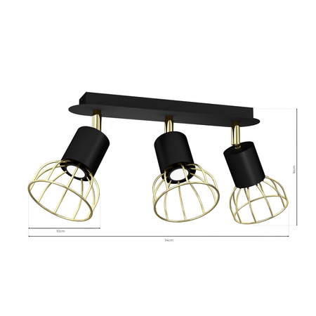Milagro - Lampa sufitowa DANTE Black/Gold 3x mini GU10