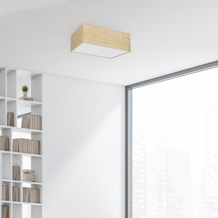 Milagro - Lampa sufitowa MARSHALL WHITE / RATTAN 2xE27