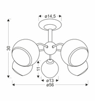 Candellux - Marinen Lampa Wisząca Czarny 5X40W E27 Klosz Biały Z Obwódką