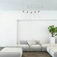 Milagro - Lampa wisząca SOLO SAWN WHITE / PATINATED WOOD 5x mini GU10