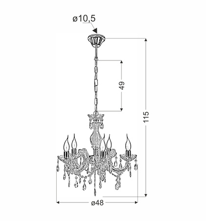 Candellux - Maria Teresa Lampa Wisząca 5X40W E14 Złoty