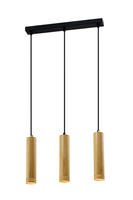 Tubo lampa wisząca czarny 3x25w gu10 klosz 25cm drewniany