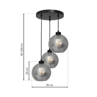 Milagro - Lampa wisząca SOFIA SMOKED 3xE27