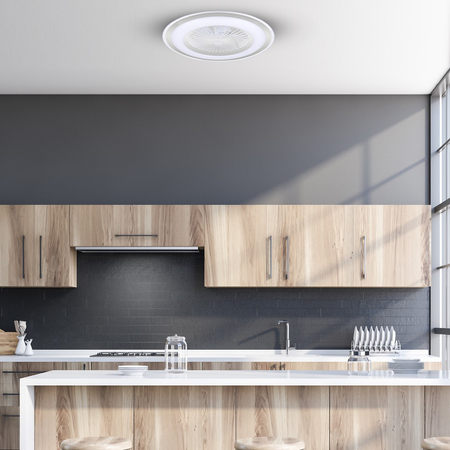 Milagro - Plafoniera LED ZONDA SILVER 48W z wentylatorem