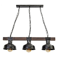 Milagro - Lampa wisząca FARO BLACK/WOOD 3xE27