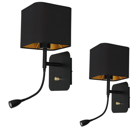 Milagro - Kinkiet NAPOLI BLACK/GOLD 1xE27 + 1W LED