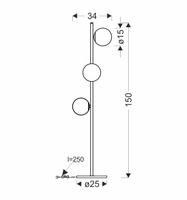 Candellux - Kama Lampa Podłogowa Czarny+Złoty 3X28W G9 Klosz Biały