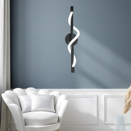 Kinkiet Ścienny Meleca Czarny 60cm LED 12W Biały Klosz Zmienna Barwa CCT