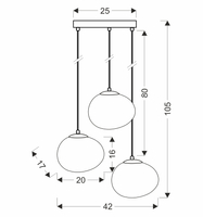 STONES lampa wisząca talerz czarny 20cm 3x40W E27 klosz biały