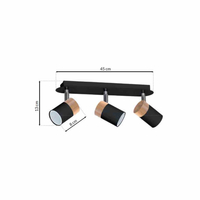 Lampa sufitowa JOKER BLACK/WOOD 3xGU10