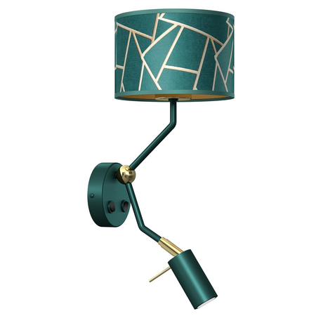 Milagro - Kinkiet ZIGGY GREEN Gold/Bottle green  1xE27+1x mini GU10