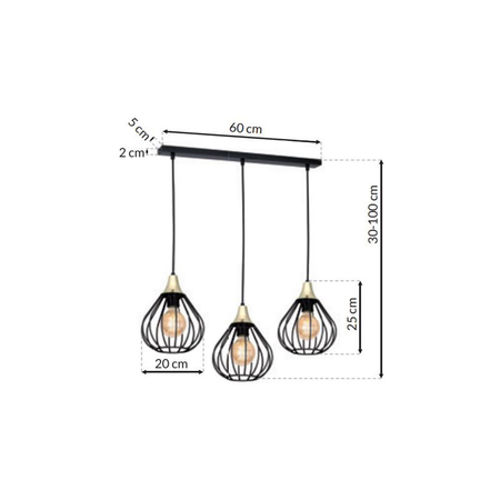 Milagro - Lampa wisząca KANE BLACK 3xE27