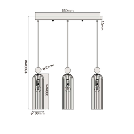Lampa wisząca Piega 3 smoked 3xE14