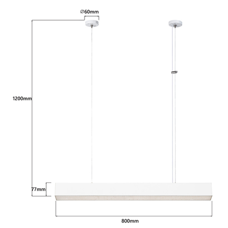 Lampa Wisząca Mira M 80 cm Biała Sterowanie Tuya 32W LED Zmienna Barwa CCT