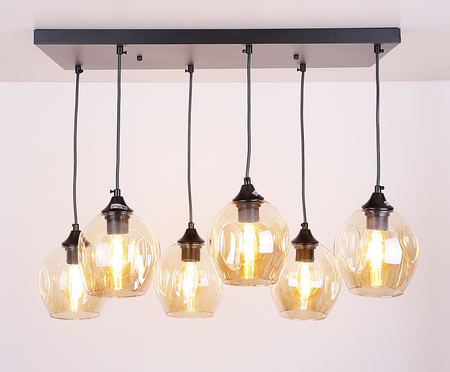 Aspa lampa wisząca czarny 6x40w e27 klosz brązowy